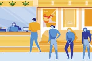 Legalized Marijuana Stores Tend to Customers Standing in Long Queues